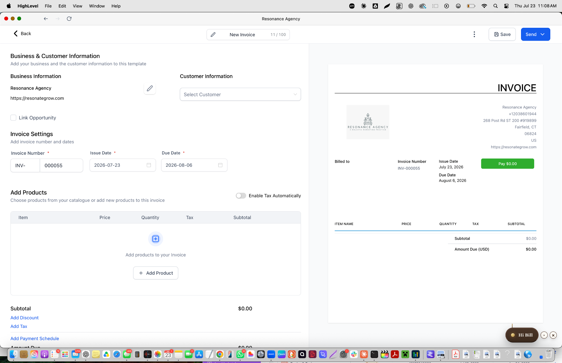 Invoice builder