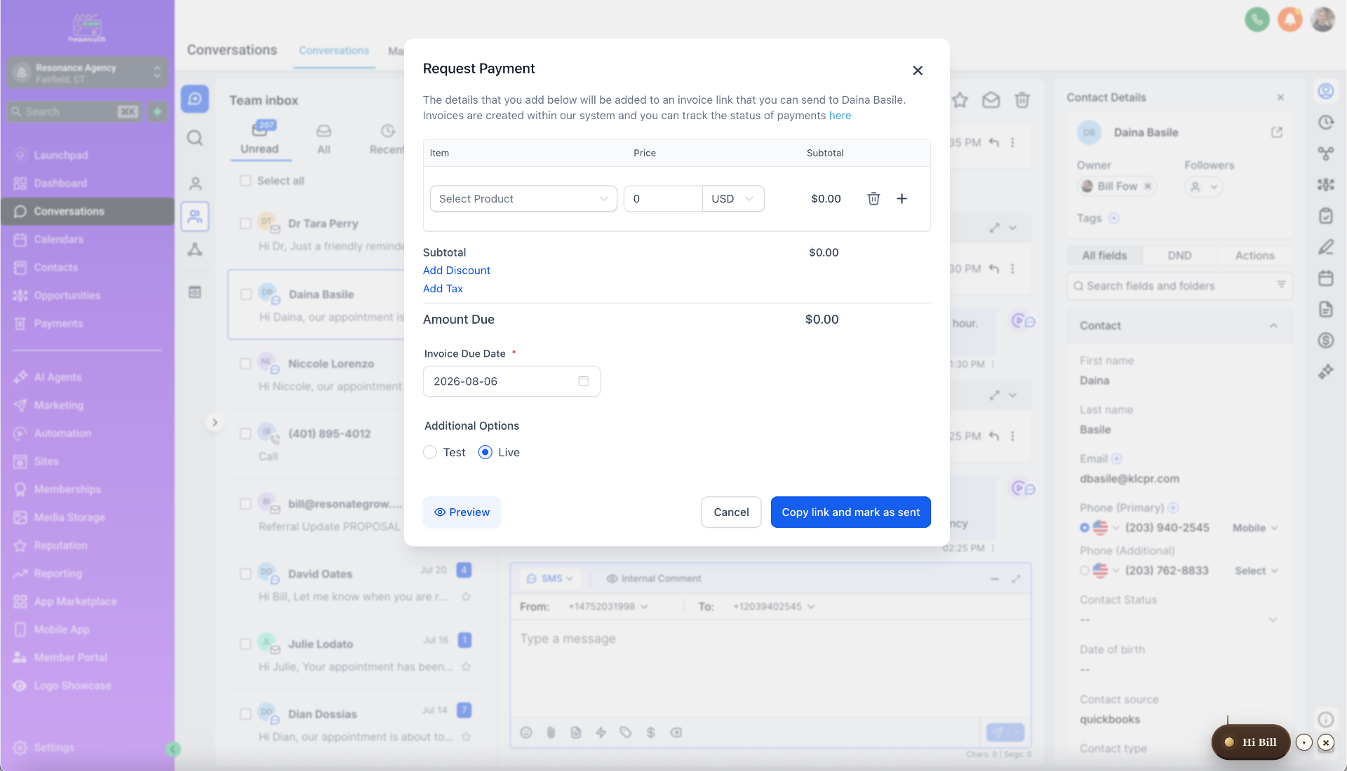 Text-to-pay link