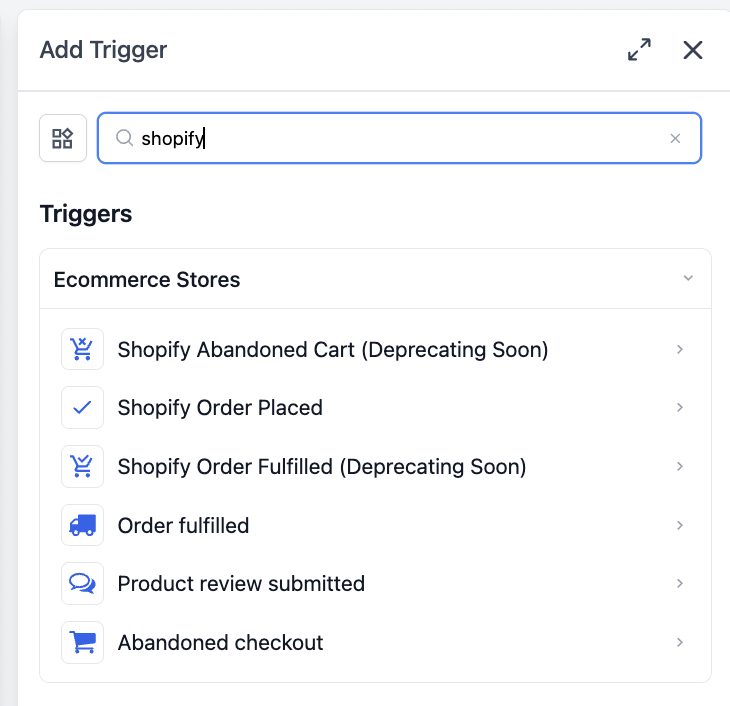 Pick your Shopify trigger