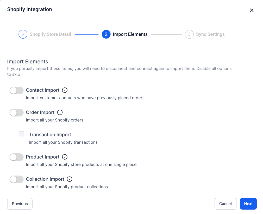 Shopify import elements