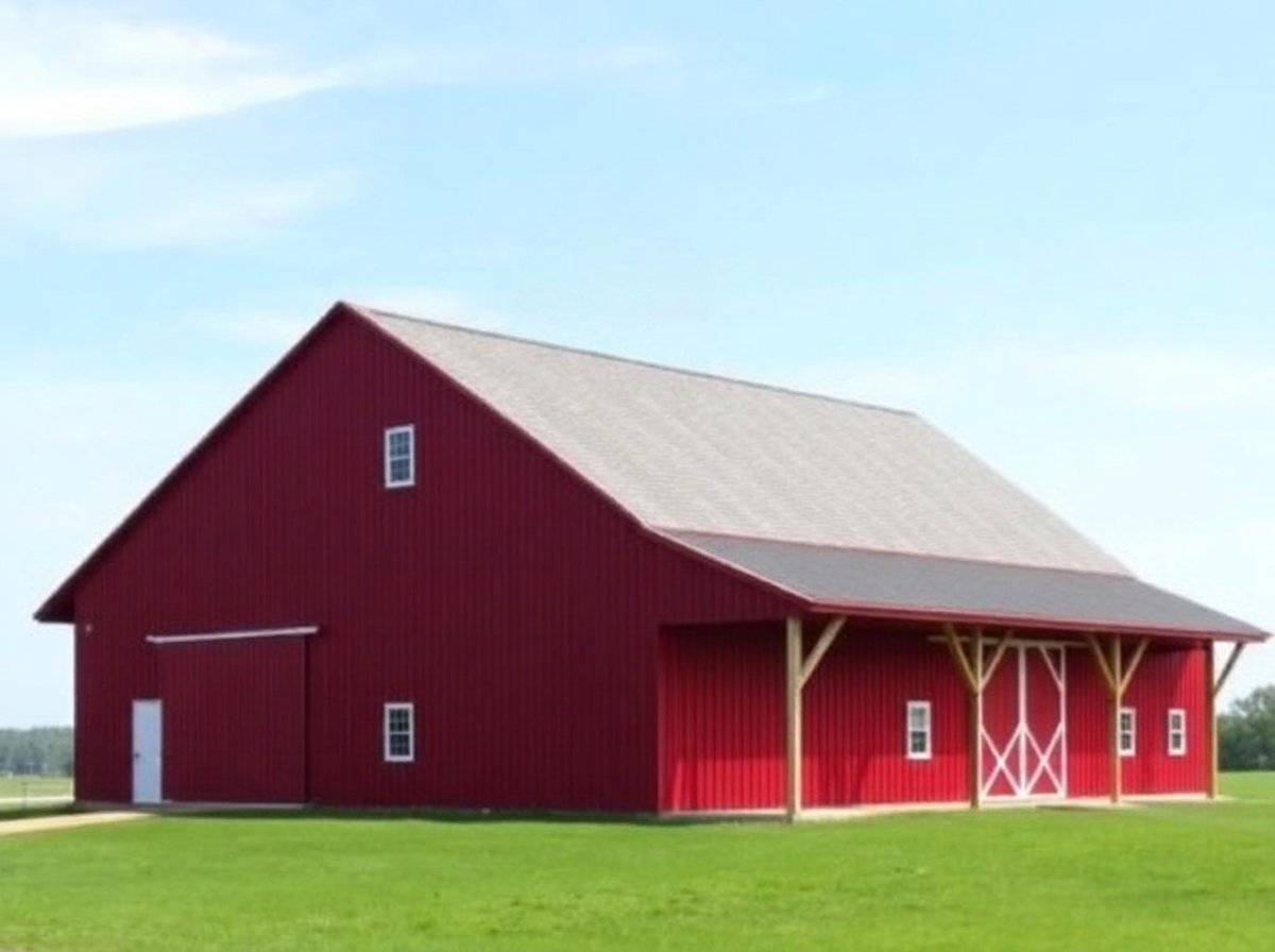 Barn with a bare roof, no cupola