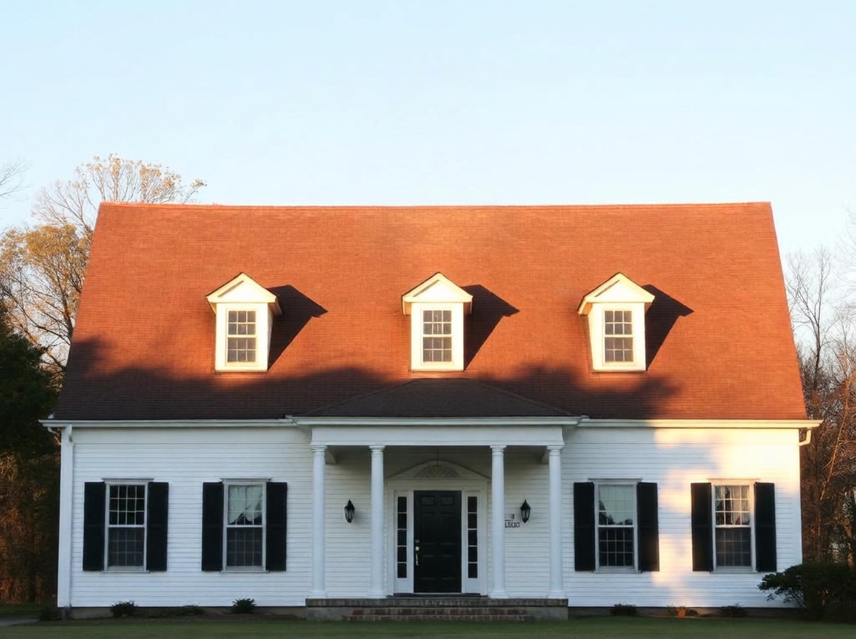Colonial with a bare roof, no cupola